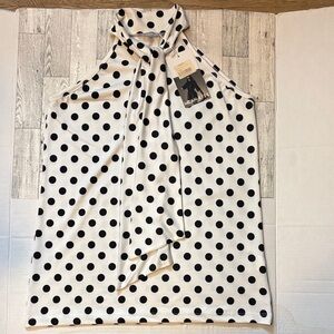 MILAN KISS Polka Dot Halter Neck Women's Top NWT L